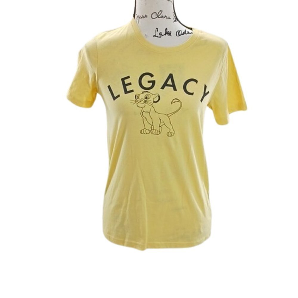 DISNEY Lion King Shirt Yellow Legacy Simba Fitted Short Sleeve Womens Size L